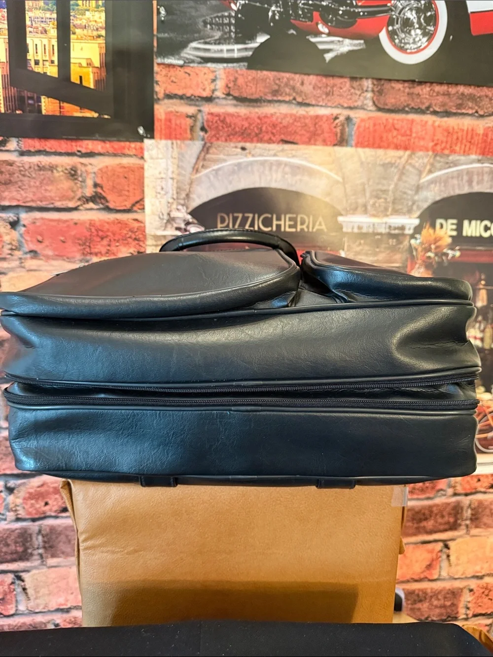 Black Leather Laptop Business travel Briefcase